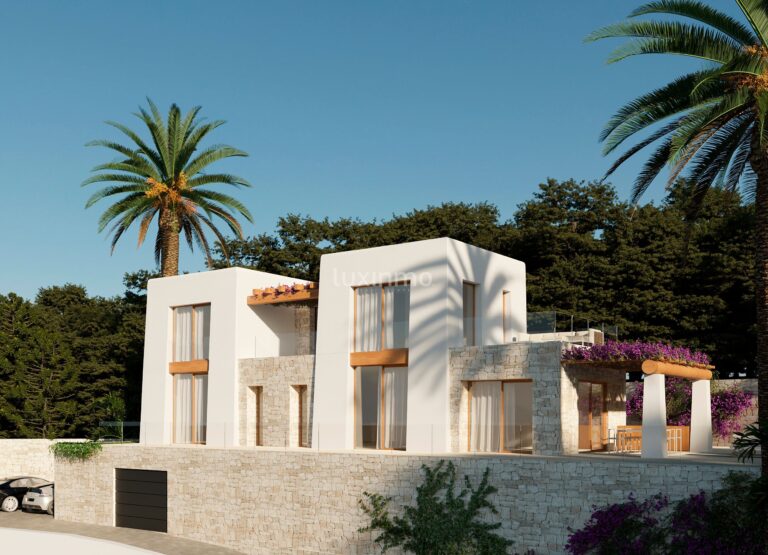 Prachtige villa in Ibiza-stijl met uitzicht op zee in Benissa