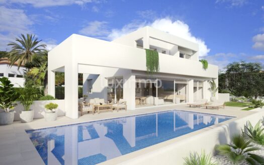 Modern huis met privé zwembad en uitzicht op zee in Moraira